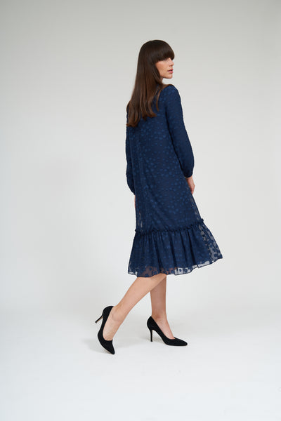 Bella Ruffle Dress- Navy