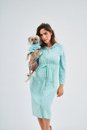 Vestido sudadera con capucha PLC - Menta