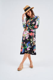 Loose Basic Dress - Black Primrose (Includes Complimentary Wrap)