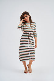 Robe Lia chevron vert océan