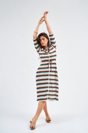 Robe Lia chevron vert océan