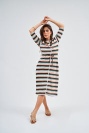 Robe Lia chevron vert océan