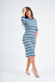 Vestido básico suelto con cheurón real