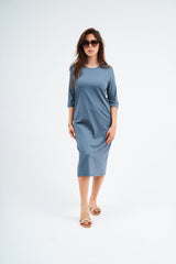 Robe T-shirt bleu sarcelle profond