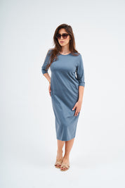 Robe T-shirt bleu sarcelle profond