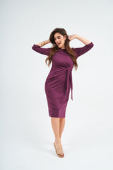Tie Dress - Aubergine