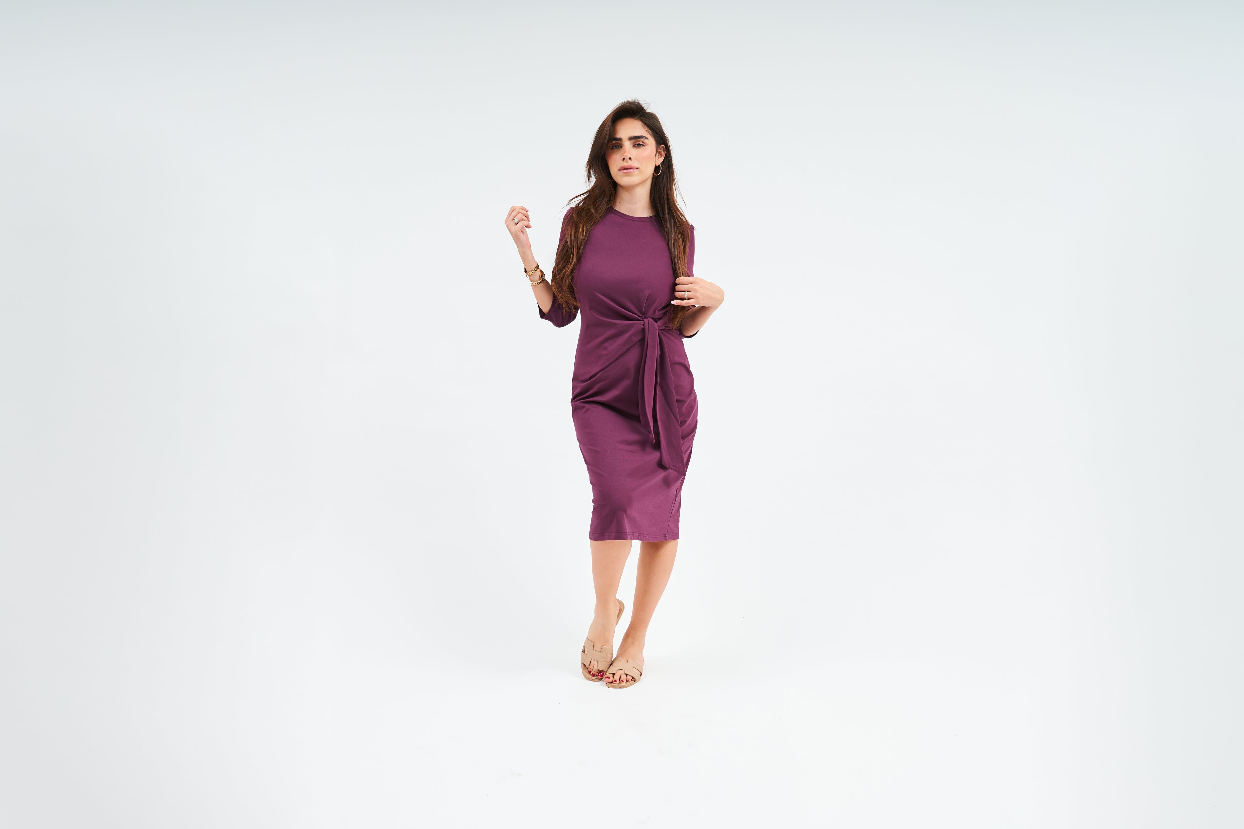 Tie Dress - Aubergine