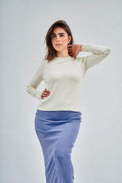 Falda maxi lápiz en denim lavado azul claro