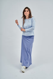Jupe MAXI Dalia en denim délavé bleu clair