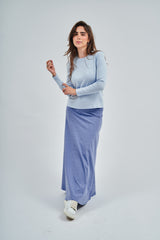 Jupe MAXI Dalia en denim délavé bleu clair