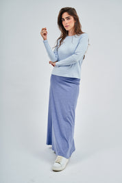 Jupe MAXI Dalia en denim délavé bleu clair