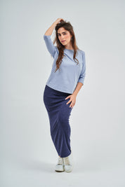 Denim Wash Maxi Pencil Skirt