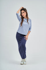 Denim Wash Maxi Pencil Skirt