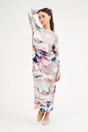 Grey Watercolor Dalia Maxi Dress