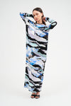 Blue Watercolor Dalia Maxi Dress