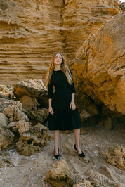 Ruffle Bottom Black Dress