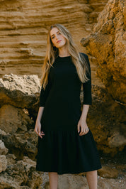 Ruffle Bottom Black Dress