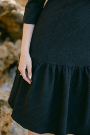 Ruffle Bottom Black Dress