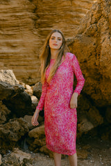 Robe en mesh rose