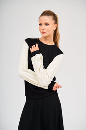 Sheepskin Top - Black & Ivory