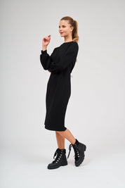 Puff Sleeve Dress - Black