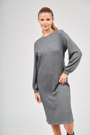 Puff Sleeve Dress - Heather Grey