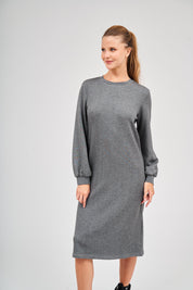 Puff Sleeve Dress - Heather Grey