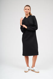 Pull Over Hoodie Dress - Black