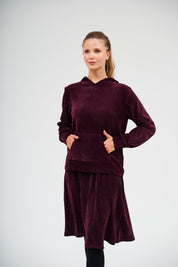 Velvet Shishi Skirt - Burgundy