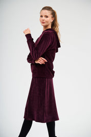 Velvet Shishi Skirt - Burgundy