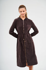 Hoodie Long Dress - Chocolate