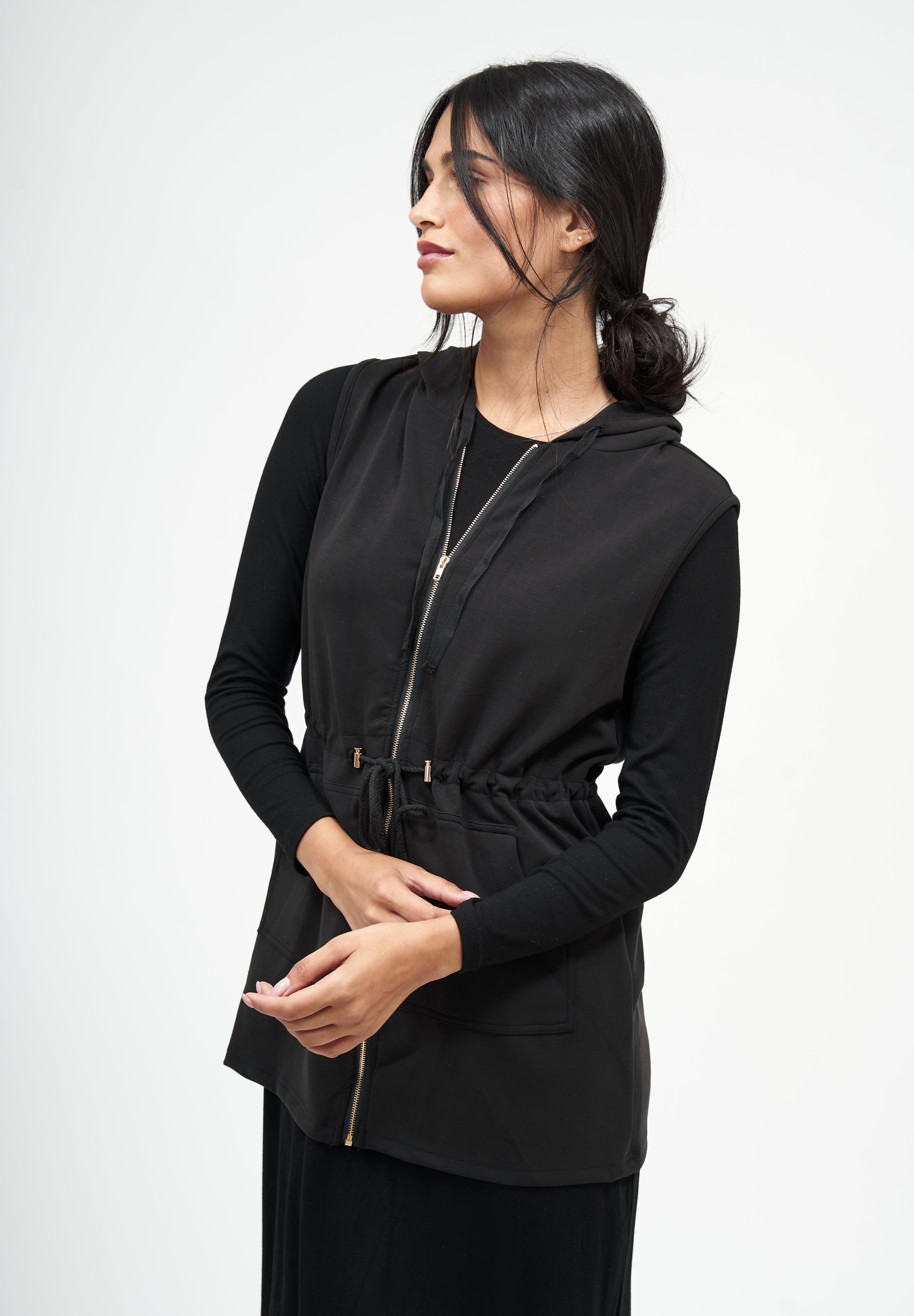 NW Hoodie Vest: Black