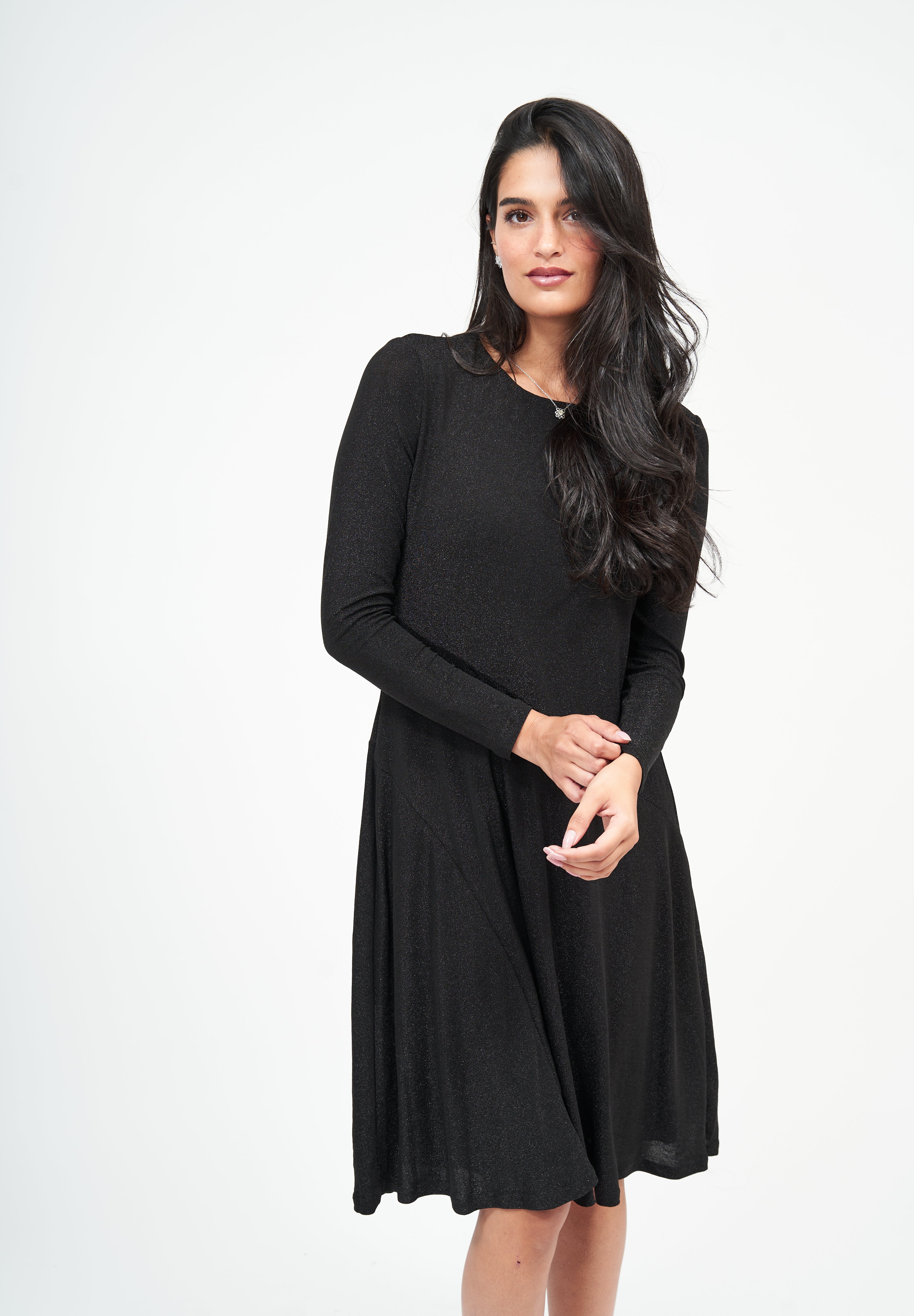 New Slant Short Sparkle Dress: Black