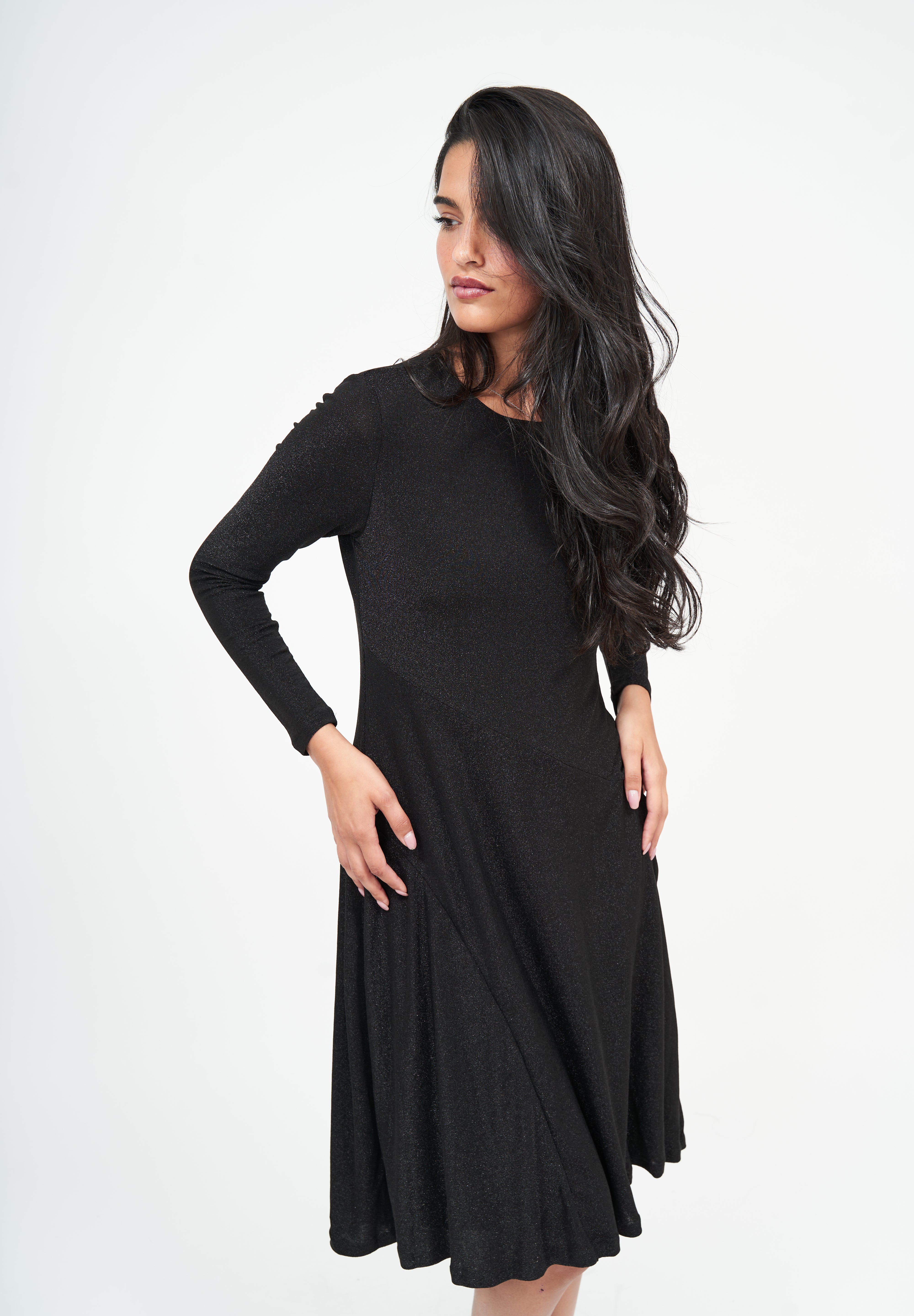 New Slant Short Sparkle Dress: Black