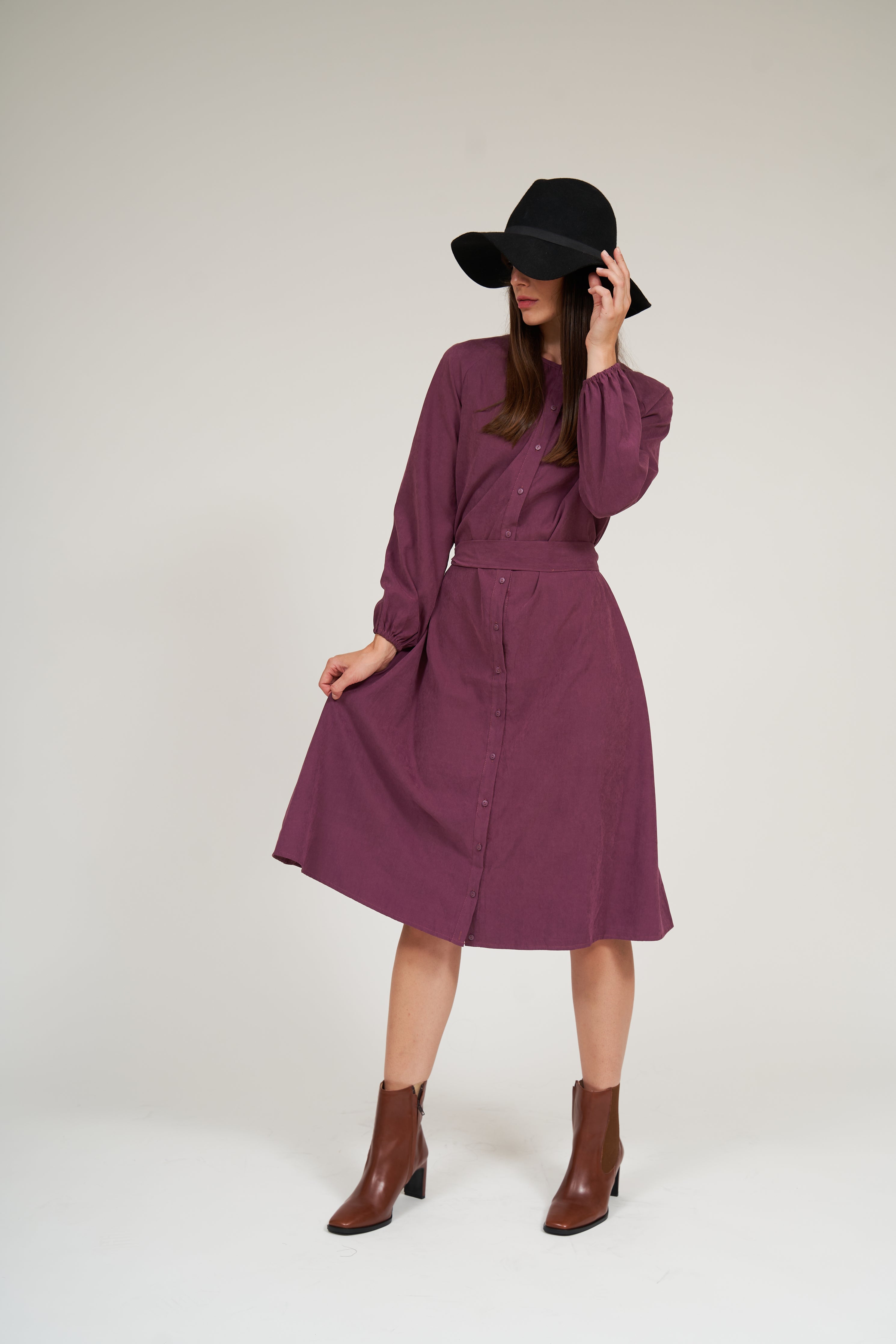 Olivia Robe boutonnée à manches raglan - Sangria