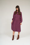 Olivia Raglan Sleeve Button Down Dress- Sangria