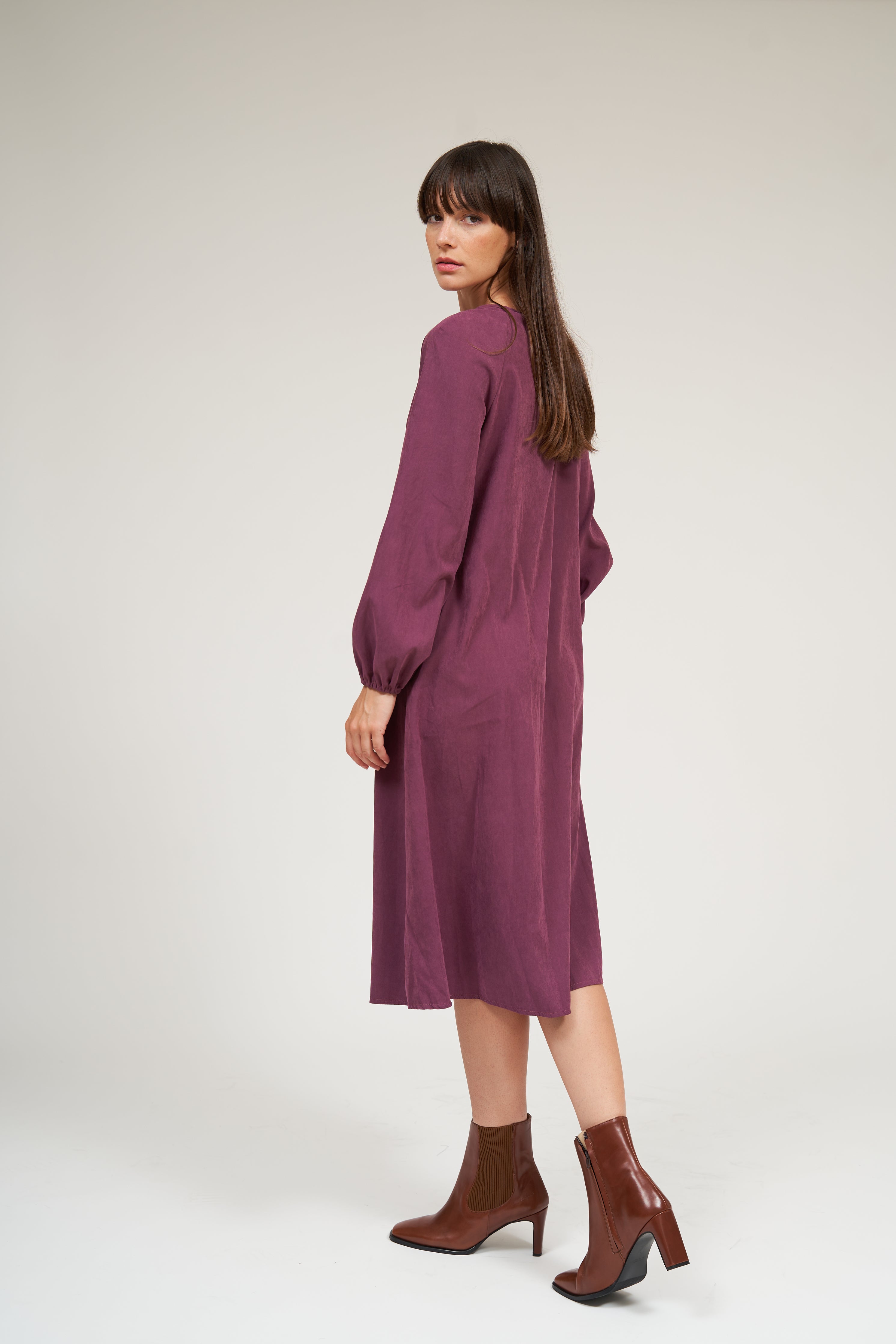 Olivia Robe boutonnée à manches raglan - Sangria