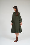 Olivia Raglan Sleeve Button Down Dress- Thyme