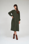 Olivia Raglan Sleeve Button Down Dress- Thyme