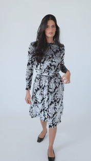 New Swing Floral Velvet Dress: Black and Silver Iced