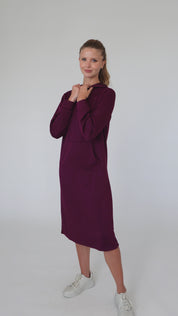Pull Over Hoodie Dress - Cranberry