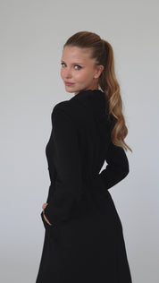 Mid-Length Hoodie Dress - Black