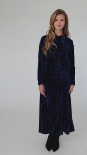 Velvet Midi Skirt - Sapphire