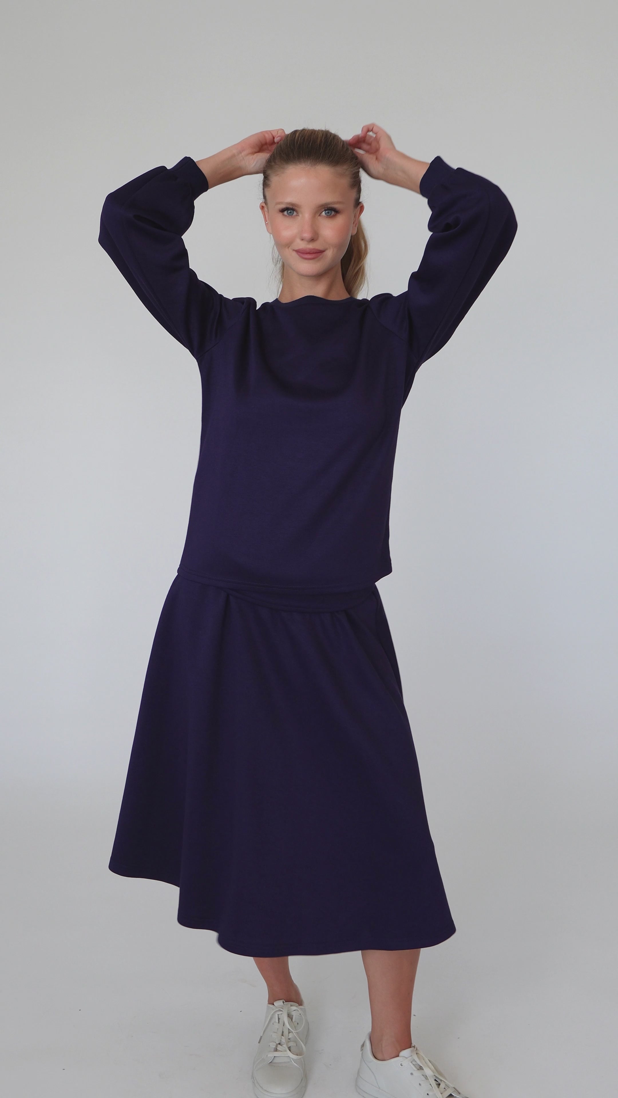 Puff Sleeve Top - Navy