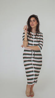 Robe Lia chevron vert océan