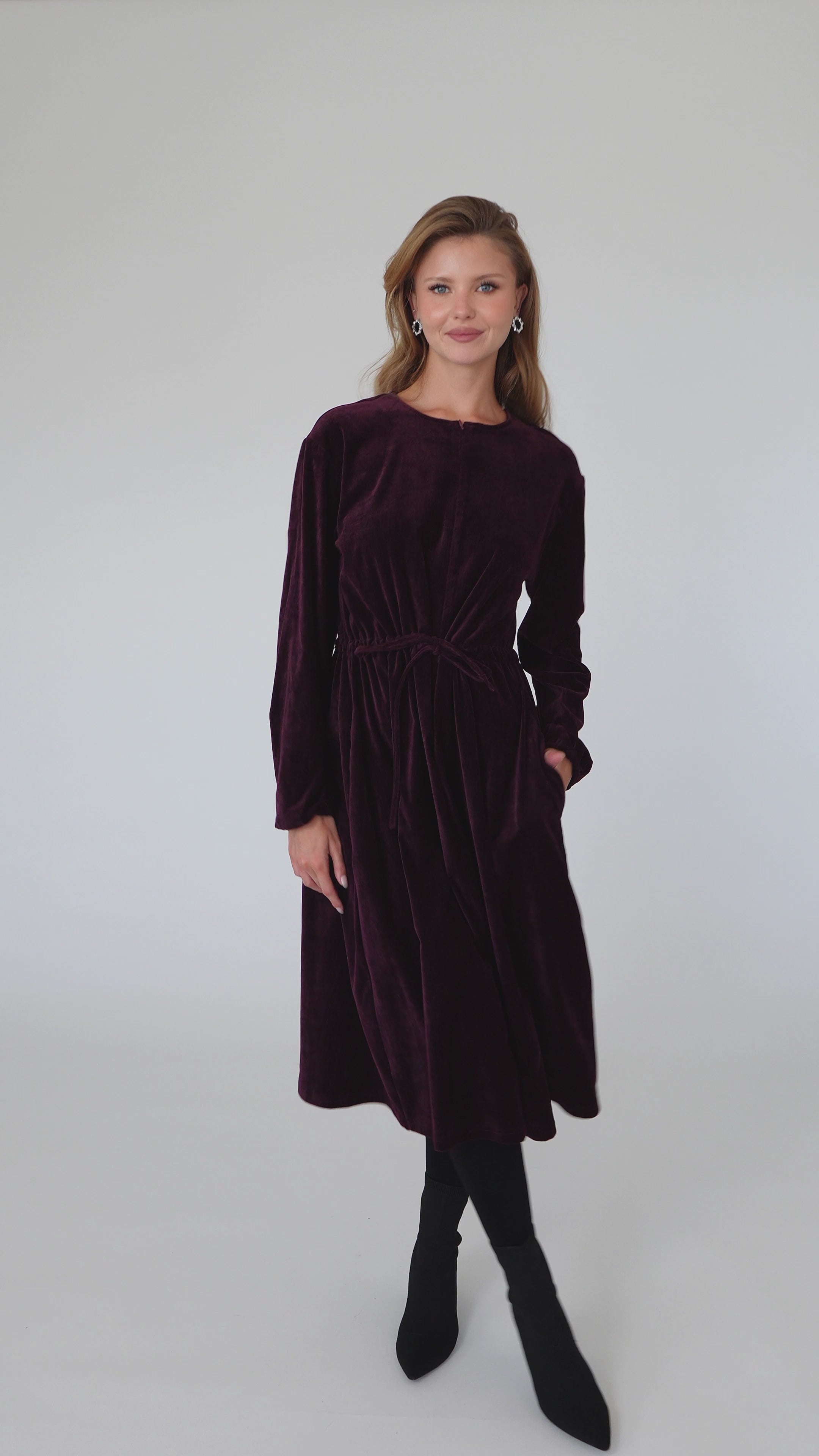 Velvet Lia Dress - Bordeaux