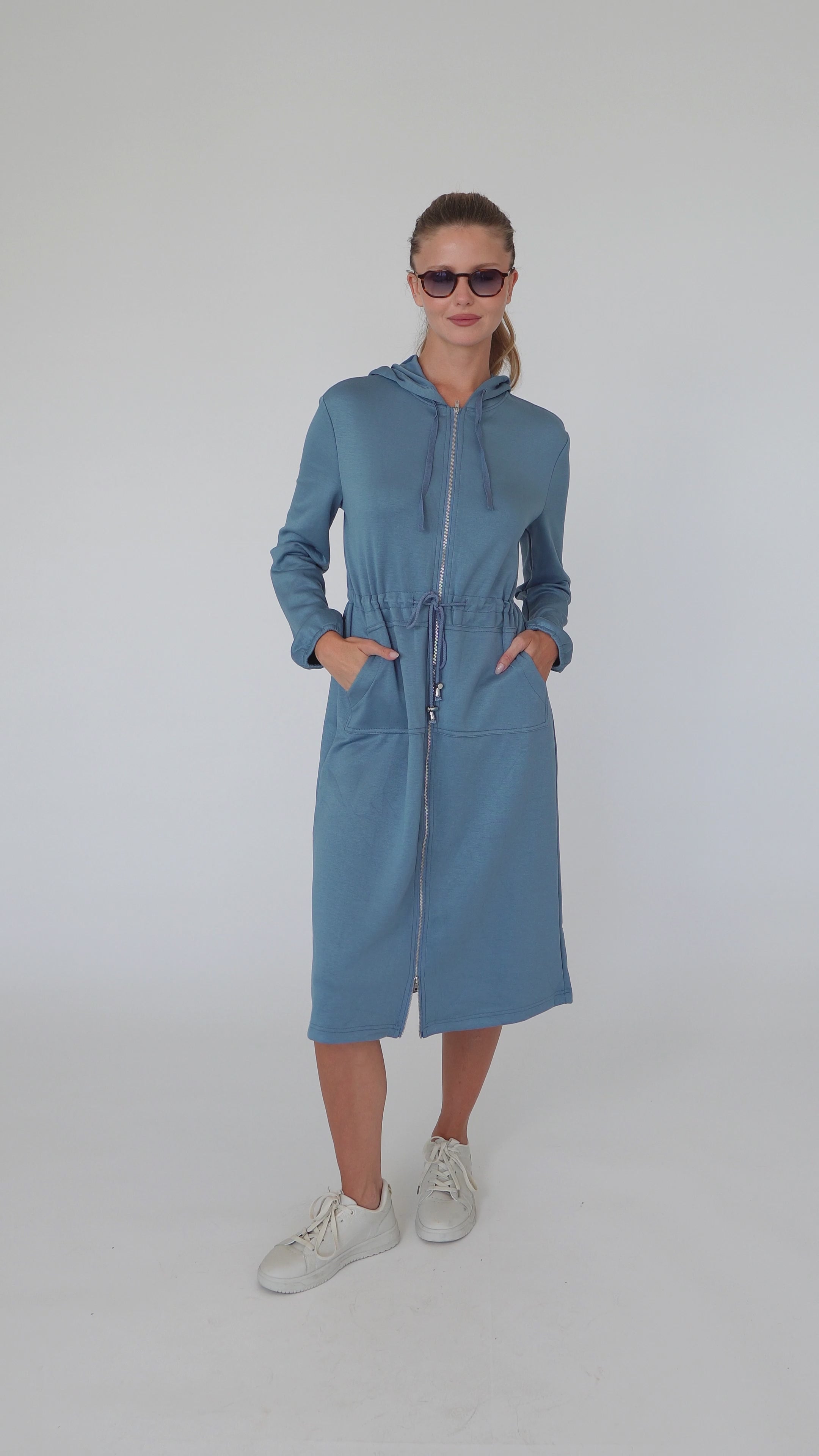 Mid-Length Hoodie Dress - Cloud