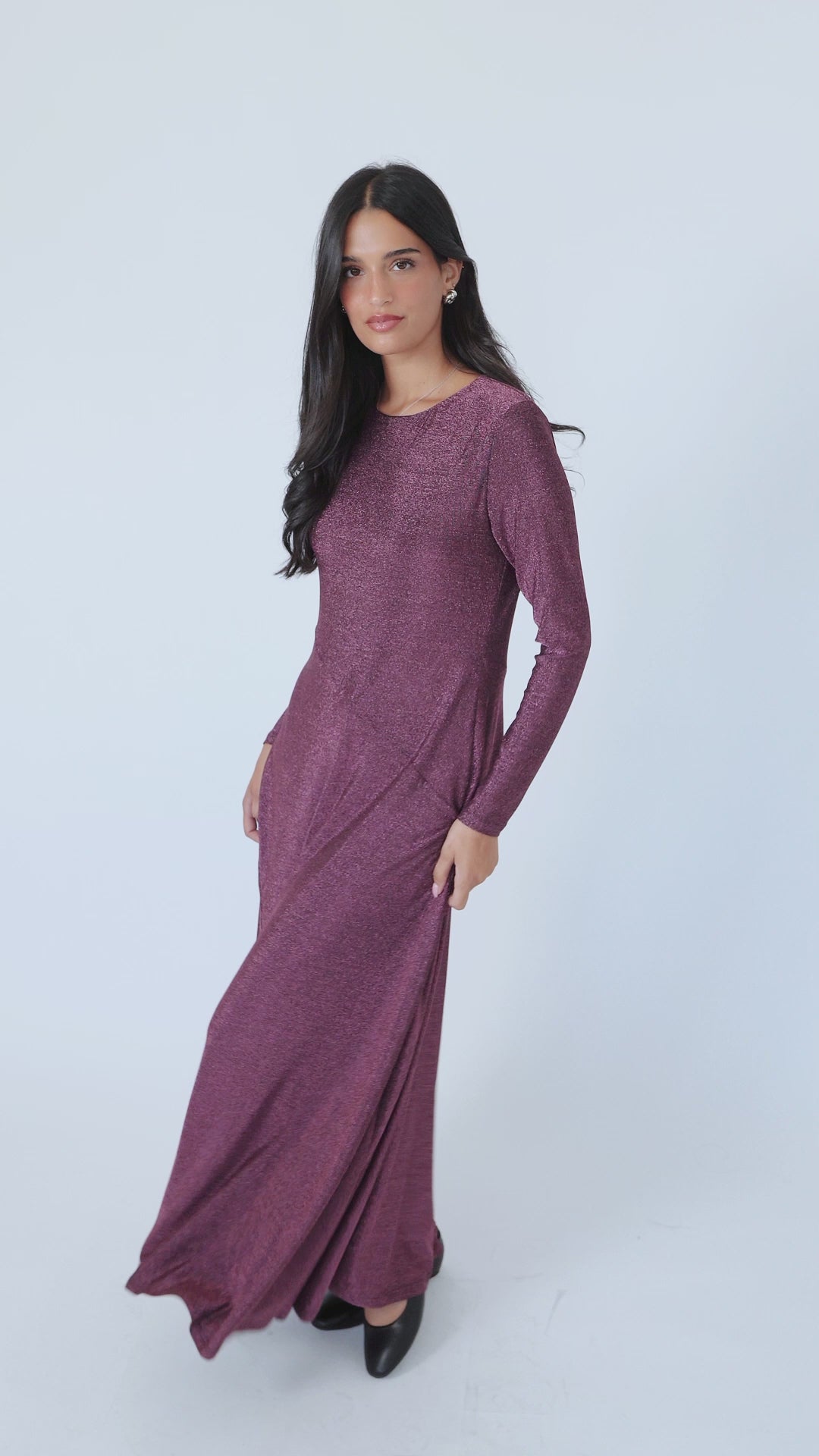 New Slant Maxi Sparkle Dress: Purple