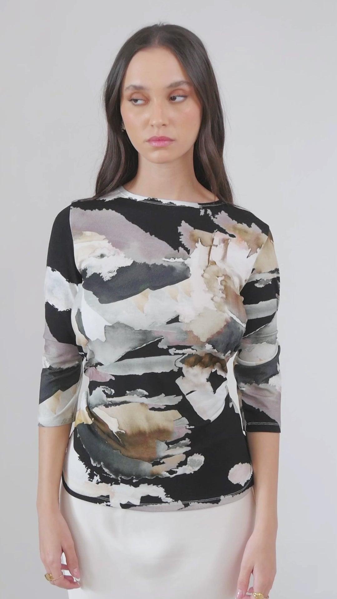 Basic Top - Black & White Watercolor