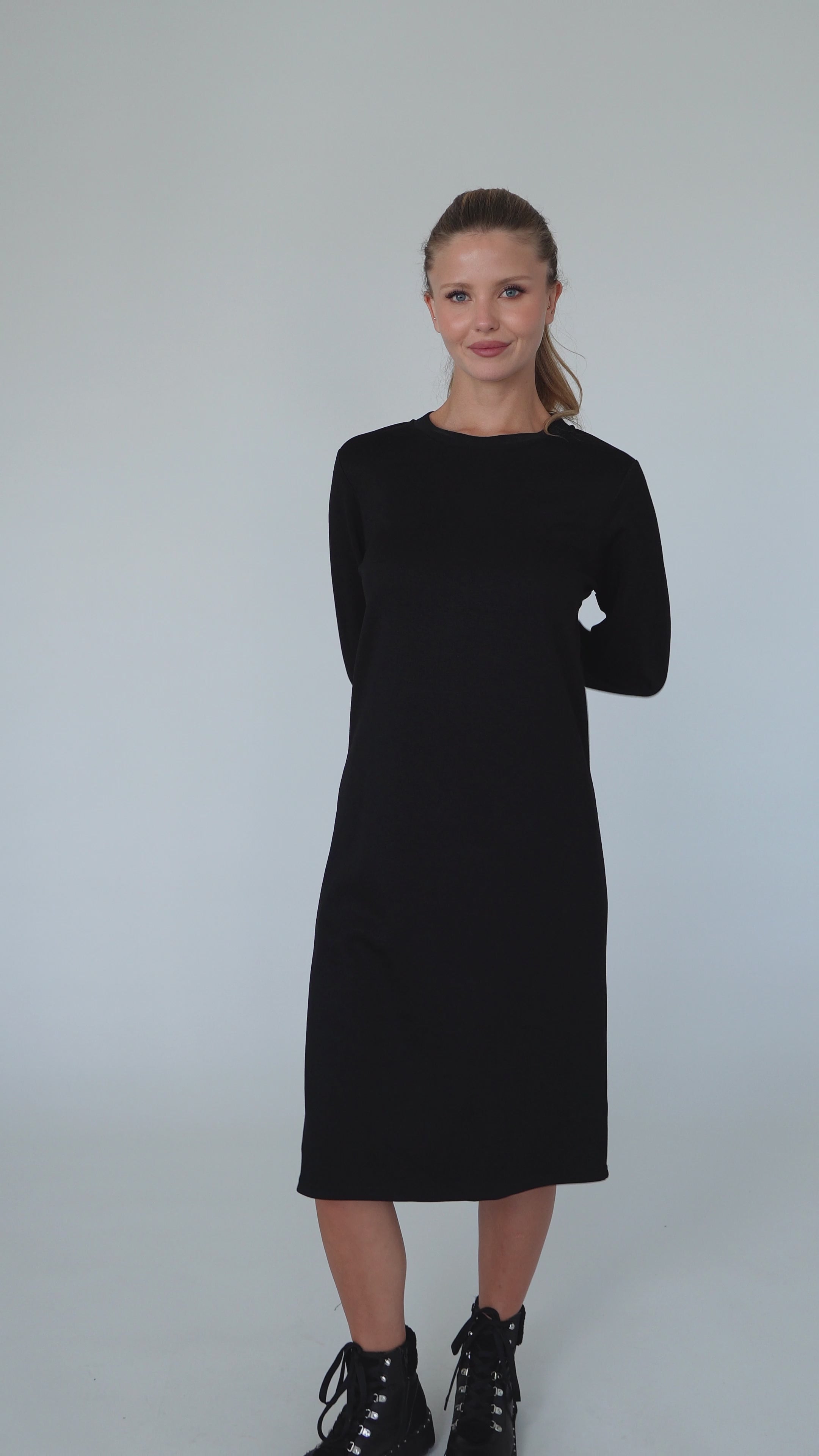 Puff Sleeve Dress - Black